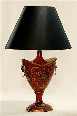 ALEXANDERS 41CM VASES ON RED OVAL LAMP AMPHORA LAMP